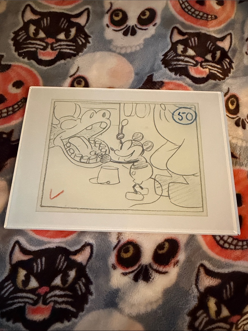 White Framed Vintage Cartoon Sketch Wall Art - Disney